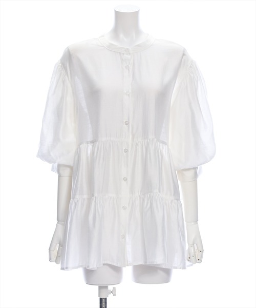 clear（クリア）の「ウエストリボンデザイン五分袖ティアードブラウス［オフィスカジュアル 着回し抜群 大人 ］≪再入荷≫（シャツ/ブラウス・レディース・ブルーグレー/オフホワイト/ブラック・F）」の20枚目の写真