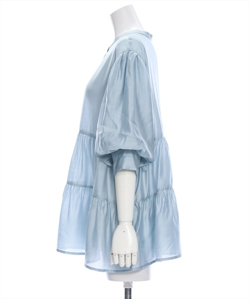 clear（クリア）の「ウエストリボンデザイン五分袖ティアードブラウス［オフィスカジュアル 着回し抜群 大人 ］≪再入荷≫（シャツ/ブラウス・レディース・ブルーグレー/オフホワイト/ブラック・F）」の12枚目の写真