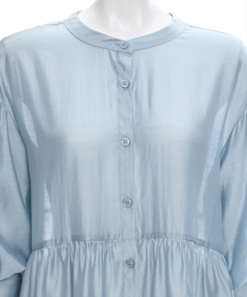 clear（クリア）の「ウエストリボンデザイン五分袖ティアードブラウス［オフィスカジュアル 着回し抜群 大人 ］≪再入荷≫（シャツ/ブラウス・レディース・ブルーグレー/オフホワイト/ブラック・F）」の15枚目の写真