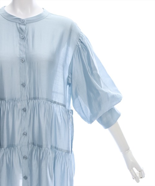 clear（クリア）の「ウエストリボンデザイン五分袖ティアードブラウス［オフィスカジュアル 着回し抜群 大人 ］≪再入荷≫（シャツ/ブラウス・レディース・ブルーグレー/オフホワイト/ブラック・F）」の16枚目の写真