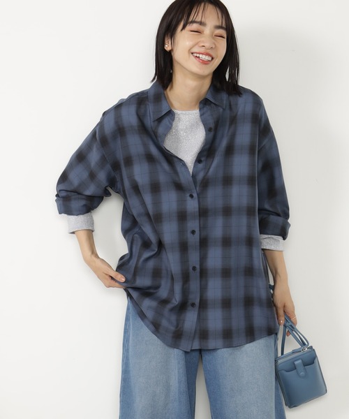 FOUND GOOD（ファウンドグッド）の「BIGチェックシャツ/LS（シャツ/ブラウス・レディース・ブルー系/グリーン/グレー系/ブラウン系・S/M/L）」の4枚目の写真