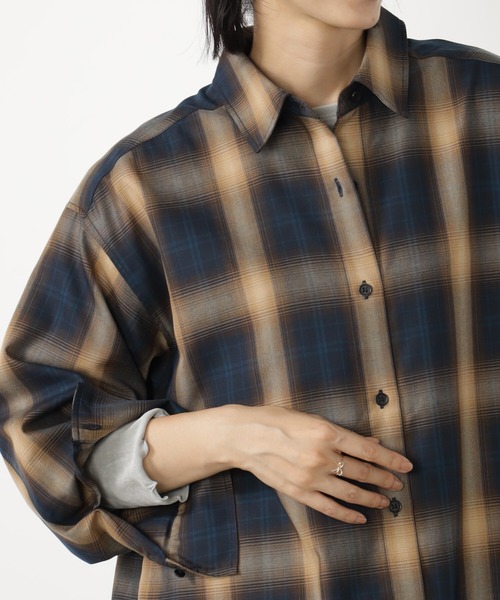 FOUND GOOD（ファウンドグッド）の「BIGチェックシャツ/LS（シャツ/ブラウス・レディース・ブルー系/グリーン/グレー系/ブラウン系・S/M/L）」の11枚目の写真