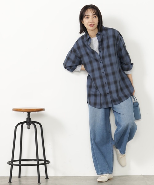 FOUND GOOD（ファウンドグッド）の「BIGチェックシャツ/LS（シャツ/ブラウス・レディース・ブルー系/グリーン/グレー系/ブラウン系・S/M/L）」の17枚目の写真