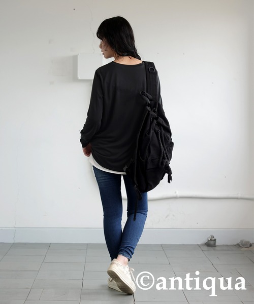antiqua（アンティカ）の「VネックロングTシャツ（Tシャツ/カットソー・レディース・ブルー/ブラック/ホワイト/ブラウン系その他・R/P）」の13枚目の写真