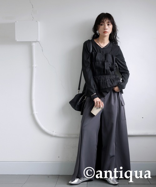antiqua（アンティカ）の「VネックロングTシャツ（Tシャツ/カットソー・レディース・ブルー/ブラック/ホワイト/ブラウン系その他・R/P）」の17枚目の写真