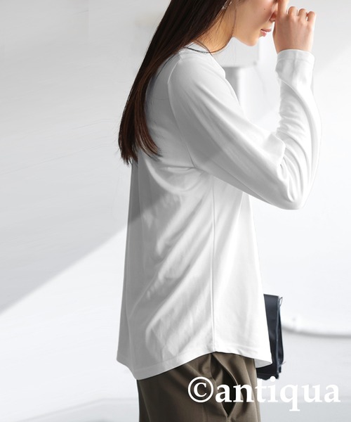 antiqua（アンティカ）の「VネックロングTシャツ（Tシャツ/カットソー・レディース・ブルー/ブラック/ホワイト/ブラウン系その他・R/P）」の10枚目の写真
