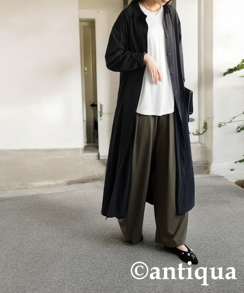 antiqua（アンティカ）の「VネックロングTシャツ（Tシャツ/カットソー・レディース・ブルー/ブラック/ホワイト/ブラウン系その他・R/P）」の11枚目の写真
