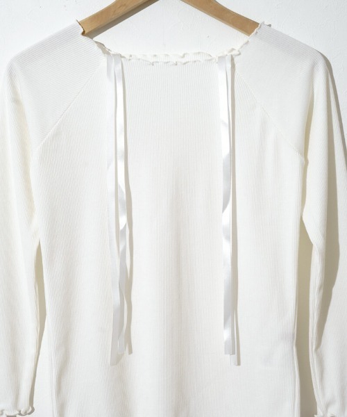 flower（フラワー）の「ショルダーリボンロングスリーブ（Tシャツ/カットソー・レディース・ホワイト/ブラウン・FREE）」の8枚目の写真