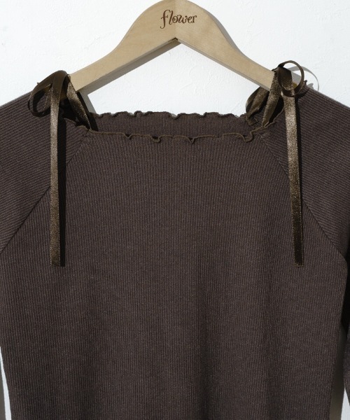 flower（フラワー）の「ショルダーリボンロングスリーブ（Tシャツ/カットソー・レディース・ホワイト/ブラウン・FREE）」の13枚目の写真
