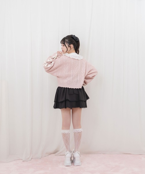 Honey Cinnamon(ハニーシナモン)の「袖レースアップリボンニットカーディガン(カーディガン/ボレロ・レディース・アイボリー/ブラック/ピンク/ホワイト・FREE)」の20枚目の写真