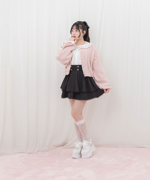 Honey Cinnamon(ハニーシナモン)の「袖レースアップリボンニットカーディガン(カーディガン/ボレロ・レディース・アイボリー/ブラック/ピンク/ホワイト・FREE)」の21枚目の写真