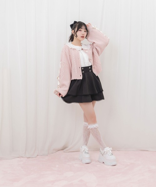 Honey Cinnamon(ハニーシナモン)の「袖レースアップリボンニットカーディガン(カーディガン/ボレロ・レディース・アイボリー/ブラック/ピンク/ホワイト・FREE)」の22枚目の写真
