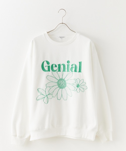 SUGGESTION/サジェッション フラワー刺繍トレーナー（スウェット