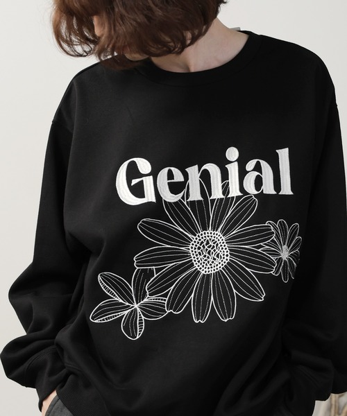 SUGGESTION/サジェッション フラワー刺繍トレーナー（スウェット