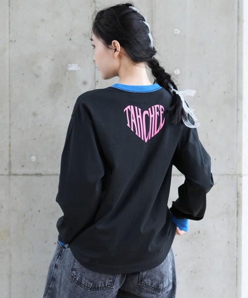 TAHCHEE ターチー 長袖 Tシャツ レディース ロンT リンガーシャツ バックプリント TC240701-02 ムラサキスポーツ限定 TAHCHEE ターチー 長袖 Tシャツ レディース ロンT リンガー