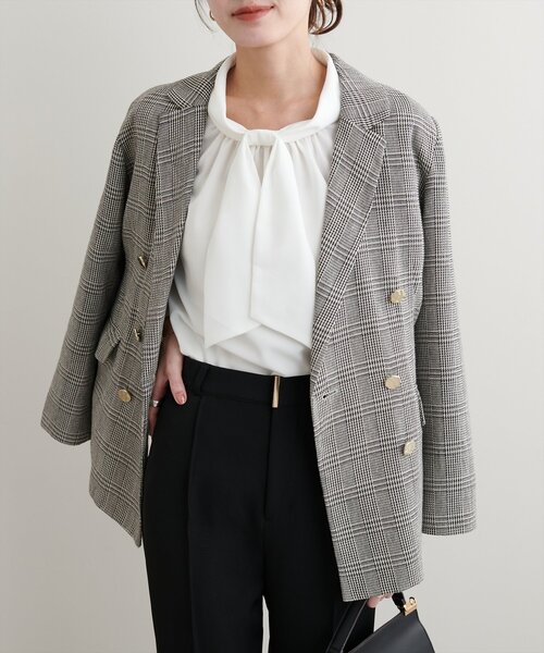 natural couture(ナチュラルクチュール)の「【蓄熱・保温】袖口パールノット結びボータイブラウス(シャツ/ブラウス・レディース・ラベンダー/ミント/ネイビー/グレイッシュベージュ/サックスブルー/オフホワイト・FREE)」の12枚目の写真