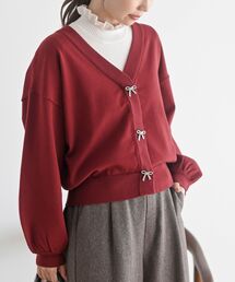 rps | リボンボタンボリューム袖ニットカーディガン(カーディガン/ボレロ)