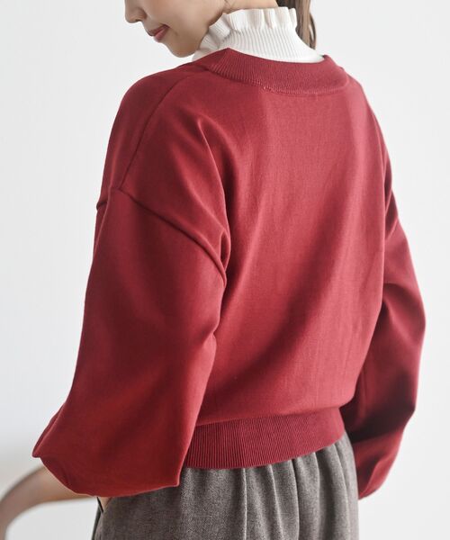 rps（アールピーエス）の「リボンボタンボリューム袖ニットカーディガン（カーディガン/ボレロ・レディース・ボルドー/アイボリー/ブラック/杢グレー/グレー系その他・フリー）」の8枚目の写真