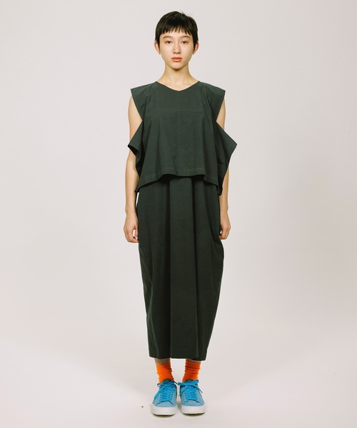 sneeuw（スニュウ）の「スクエアワンピース（ワンピース・レディース・チャコールグレー/サックスブルー・1/2）」の4枚目の写真