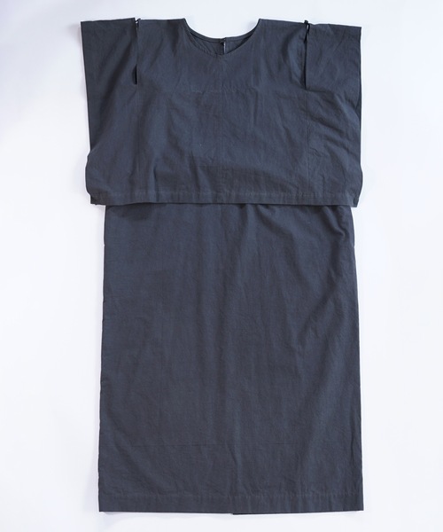 sneeuw（スニュウ）の「スクエアワンピース（ワンピース・レディース・チャコールグレー/サックスブルー・1/2）」の8枚目の写真