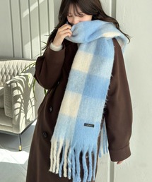 clear | チェック柄フリンジマフラー [厚手もこもこ女子 ボリューム]≪2024AW新作≫(マフラー)