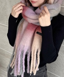 clear | チェック柄フリンジマフラー [厚手もこもこ女子 ボリューム]≪2024AW新作≫(マフラー)