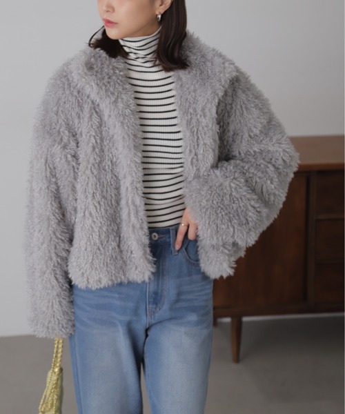 FREE'S MART(フリーズマート)の「◆フェイクファースタンドブルゾン(ブルゾン・レディース・ホワイト/グレー・SMALL/MEDIUM)」の20枚目の写真