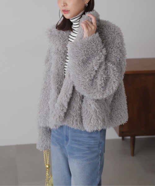 FREE'S MART(フリーズマート)の「◆フェイクファースタンドブルゾン(ブルゾン・レディース・ホワイト/グレー・SMALL/MEDIUM)」の21枚目の写真