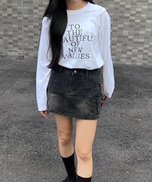 英文デザインロンT/長袖Tシャツ