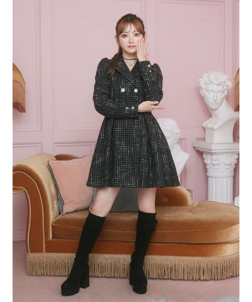 EATME（イートミー）の「ダブルジャケットライクワンピース（ワンピース・レディース・ピンク/ブラック/ネイビー・MEDIUM/SMALL）」の10枚目の写真