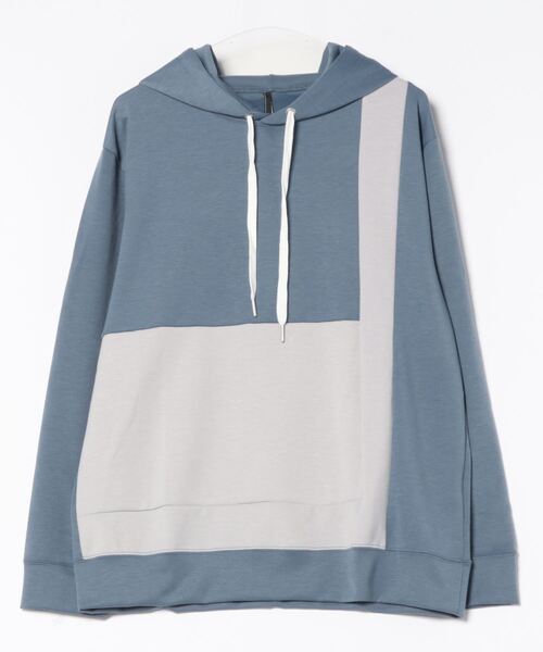 【セール】cardboard knit switching hoodie/ダンボールニット 切り替え プルオーバー パーカー（パーカー）｜Anytime Songs（エニータイムソングス）