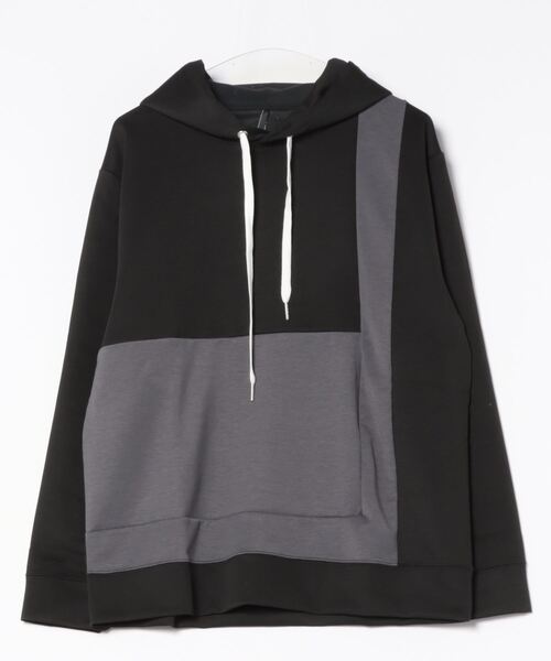 【セール】cardboard knit switching hoodie/ダンボールニット 切り替え プルオーバー パーカー（パーカー）｜Anytime Songs（エニータイムソングス）