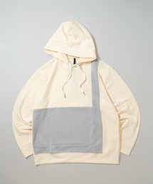 cardboard knit switching hoodie/ダンボールニット 切り替え プルオーバー パーカー