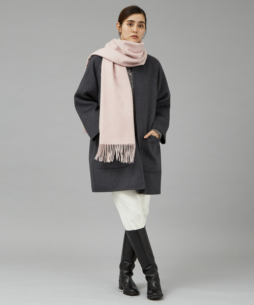 qualite（カリテ）の「メランジウールカラーストール（マフラー・レディース・セージグリーン/ピンクベージュ・フリー）」の4枚目の写真