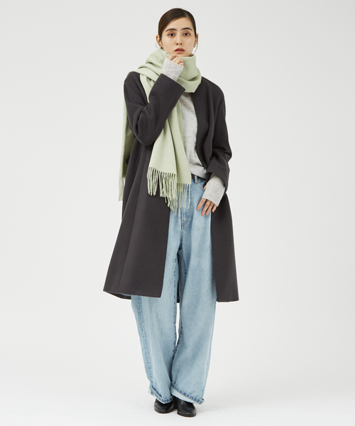 qualite（カリテ）の「メランジウールカラーストール（マフラー・レディース・セージグリーン/ピンクベージュ・フリー）」の5枚目の写真