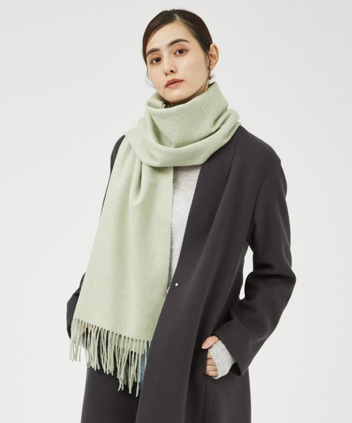 qualite（カリテ）の「メランジウールカラーストール（マフラー・レディース・セージグリーン/ピンクベージュ・フリー）」の2枚目の写真