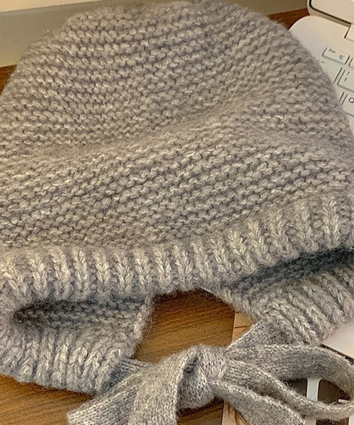 DAY CLOSET（デイ クローゼット）の「今っぽ韓国スタイル実現。ナチュラルリボンニットバラクラバ レディース（ニットキャップ/ビーニー・レディース・ブラック/ダークブラウン/キナリ/ブルー/グレー・ONE SIZE）」の9枚目の写真