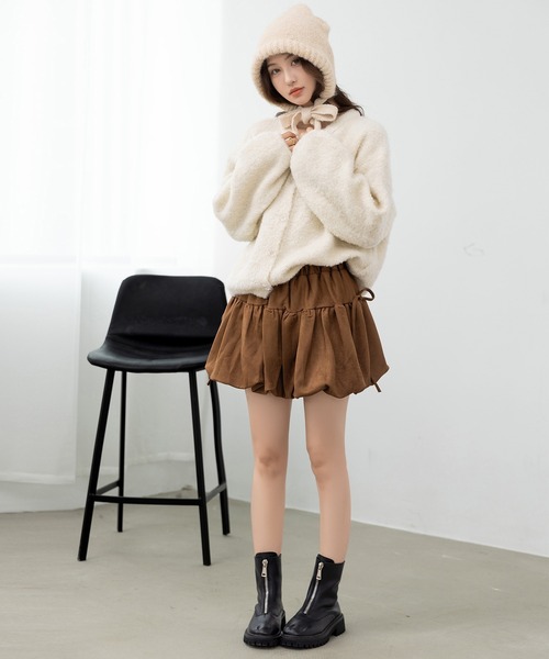 DAY CLOSET（デイ クローゼット）の「今っぽ韓国スタイル実現。ナチュラルリボンニットバラクラバ レディース（ニットキャップ/ビーニー・レディース・ブラック/ダークブラウン/キナリ/ブルー/グレー・ONE SIZE）」の20枚目の写真