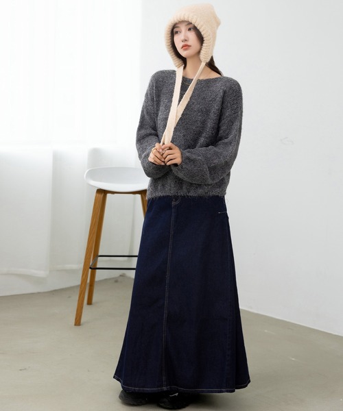 DAY CLOSET（デイ クローゼット）の「今っぽ韓国スタイル実現。ナチュラルリボンニットバラクラバ レディース（ニットキャップ/ビーニー・レディース・ブラック/ダークブラウン/キナリ/ブルー/グレー・ONE SIZE）」の22枚目の写真