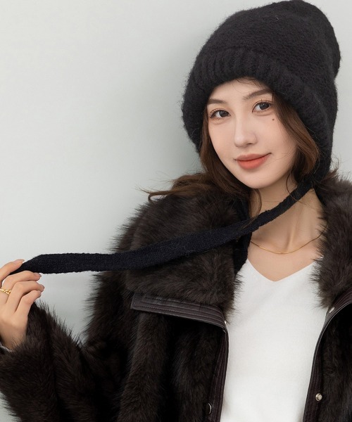 今っぽ韓国スタイル実現。ナチュラルリボンニットバラクラバ