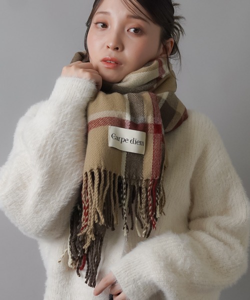SPINNS（スピンズ）の「トーンチェック大判ストール（ストール/ショール・レディース・ブラウン/ピンク/グリーン/ブルー・ONESIZE）」の6枚目の写真