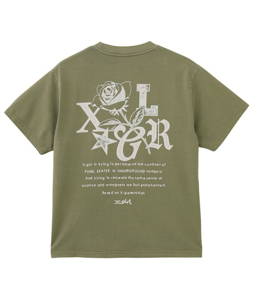 Rose タオル Tシャツ黒 色違いで揃えたくなるTee。オーガニックコットン混[品番