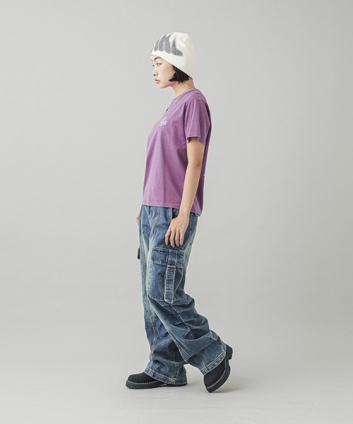 X-girl（エックスガール）の「ROSE LOGO FADED S/S TEE（Tシャツ/カットソー・レディース・ブラック/オリーブ/パープル・S/M/L）」の12枚目の写真