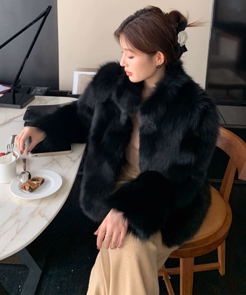 Miniministore(ミニミニストア)の「フェイクファージャケット ファーコート冬(ブルゾン・レディース・モカ/ベージュ/ブラック・M/L/S)」の18枚目の写真