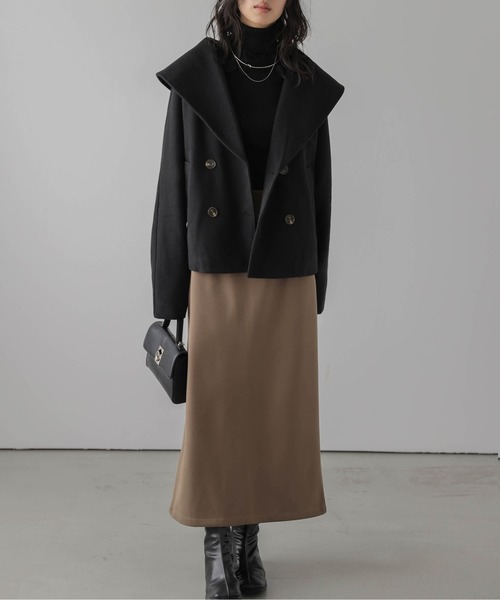 AMELY(エミリー)の「ウールライク セーラーカラージャケット(ピーコート・レディース・ブラック/グレー/ベージュ・フリー)」の13枚目の写真