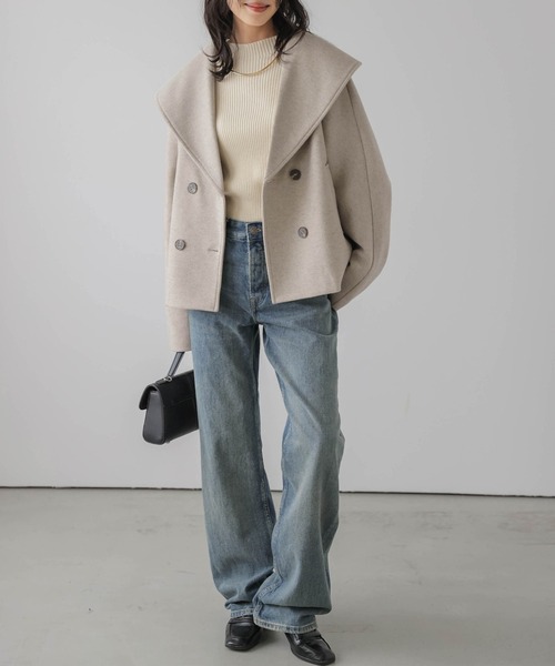 AMELY(エミリー)の「ウールライク セーラーカラージャケット(ピーコート・レディース・ブラック/グレー/ベージュ・フリー)」の10枚目の写真