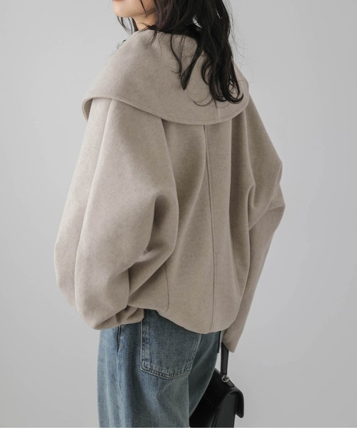 AMELY(エミリー)の「ウールライク セーラーカラージャケット(ピーコート・レディース・ブラック/グレー/ベージュ・フリー)」の12枚目の写真