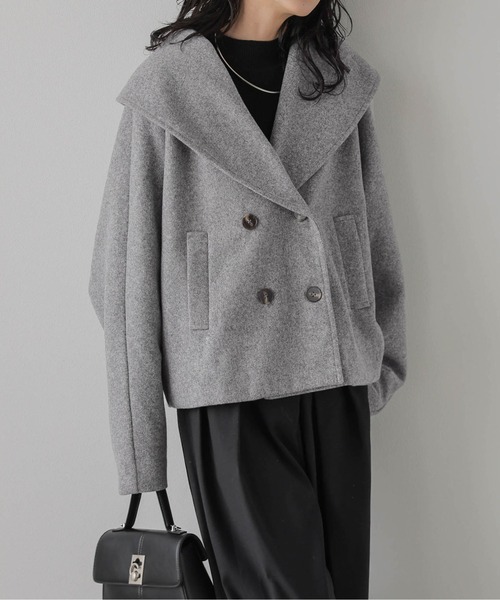 AMELY(エミリー)の「ウールライク セーラーカラージャケット(ピーコート・レディース・ブラック/グレー/ベージュ・フリー)」の5枚目の写真