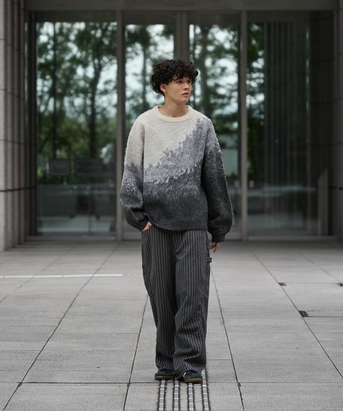 kutir（クティール）の「CURVE PAINTER STRIPE SLACKS PANTS/カーブペインターストライプパンツ（その他パンツ・メンズ・ベージュ/チャコールグレー・LARGE/MEDIUM/SMALL）」の3枚目の写真