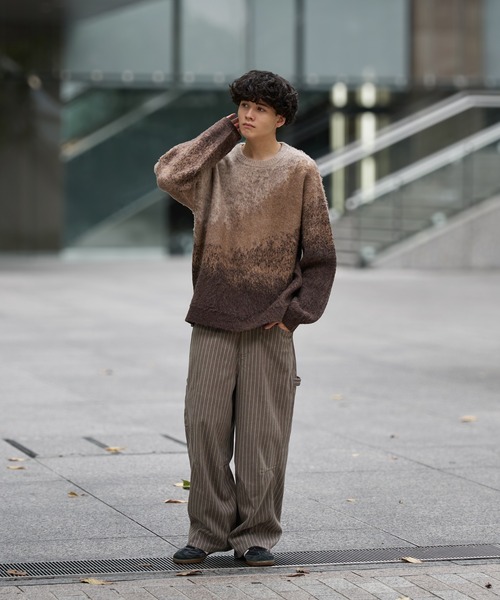 kutir（クティール）の「CURVE PAINTER STRIPE SLACKS PANTS/カーブペインターストライプパンツ（その他パンツ・メンズ・ベージュ/チャコールグレー・LARGE/MEDIUM/SMALL）」の7枚目の写真